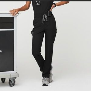 Figs womens XXL Black Yola High Waisted Skinny Scrub Pants Pockets Drawstring